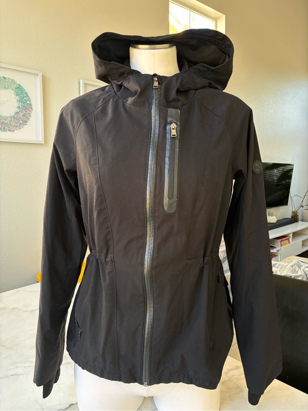 Michael Kors Black Hooded Utility Softshell Jacket